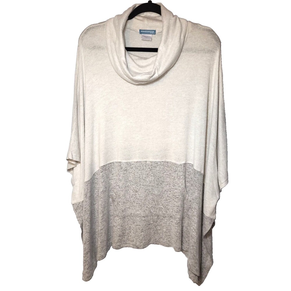 Wake & Wear by Ink + Ivy Color Block Cowl Neck‎ Poncho Oversized Size Large